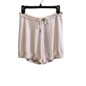 High waisted white knit shorts - S